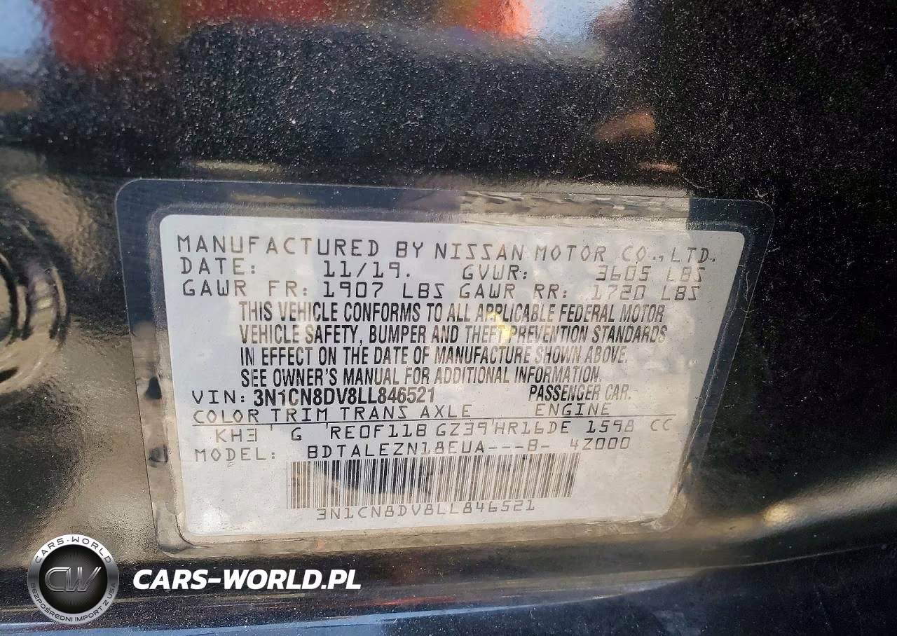 2020 Nissan Versa S VIN:3N1CN8DV8LL846521 - 13