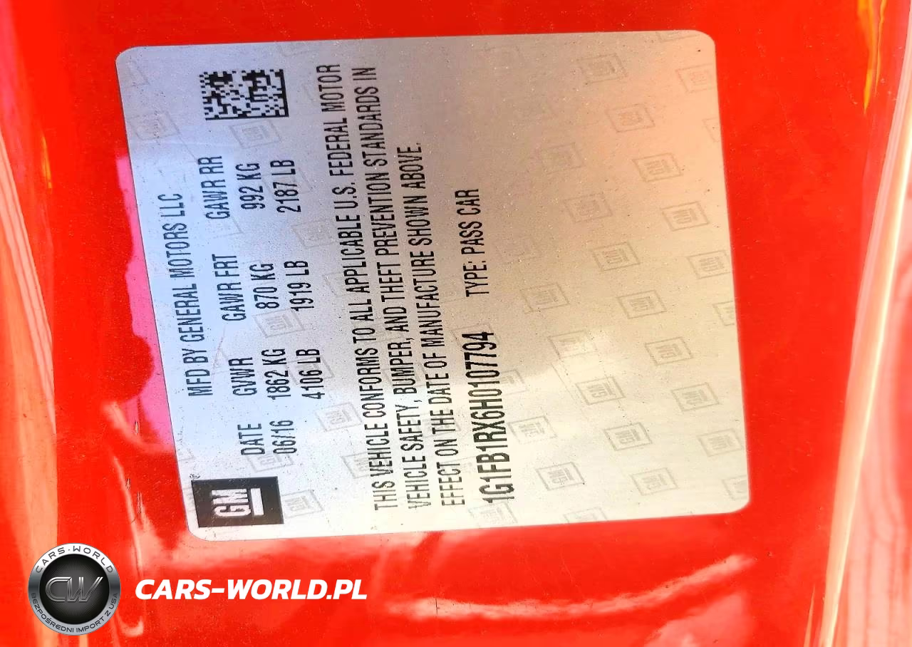 2017 Chevrolet Camaro Lt VIN:1G1FB1RX6H0107794 - 13