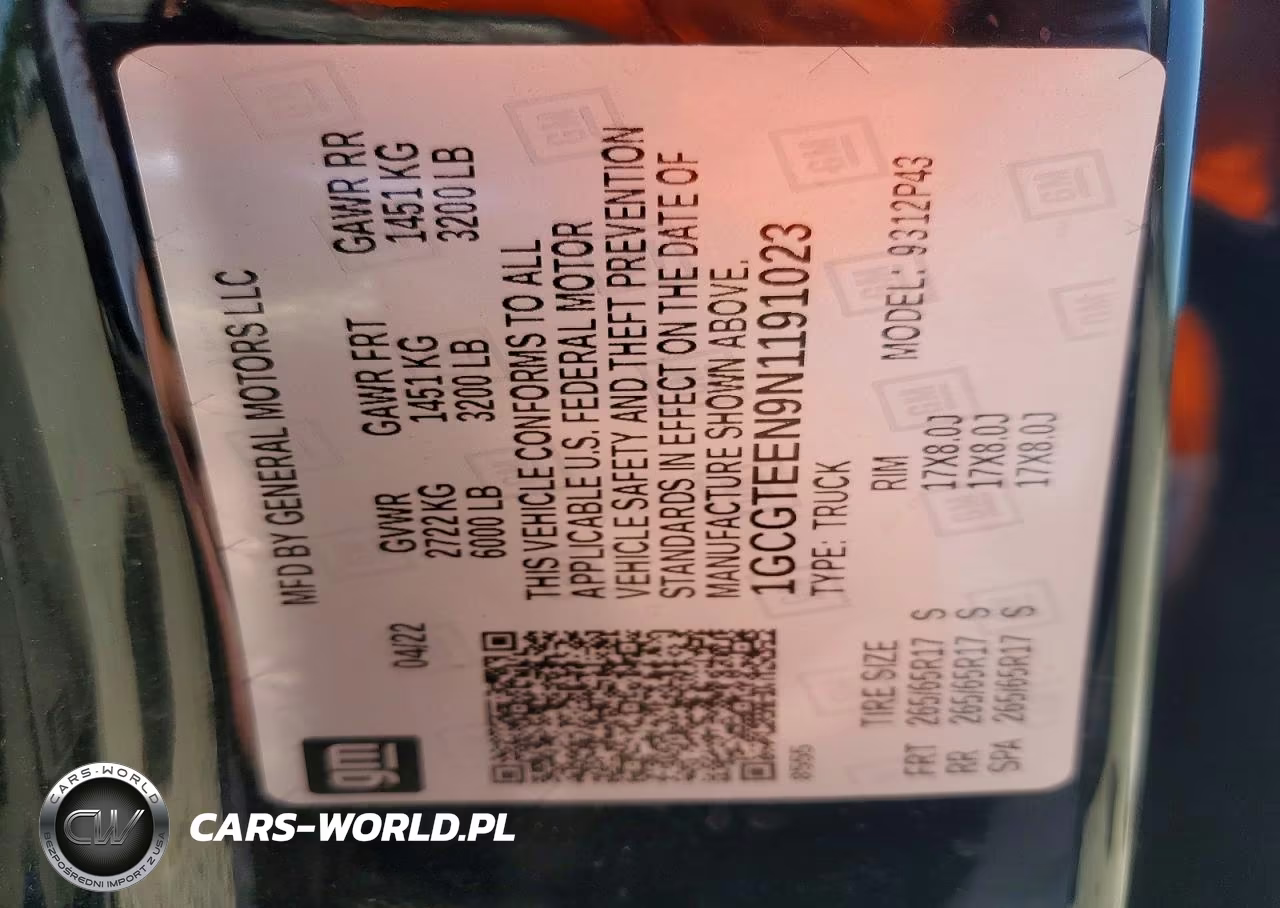 2022 Chevrolet Colorado Zr2 VIN:1GCGTEEN9N1191023 - 12