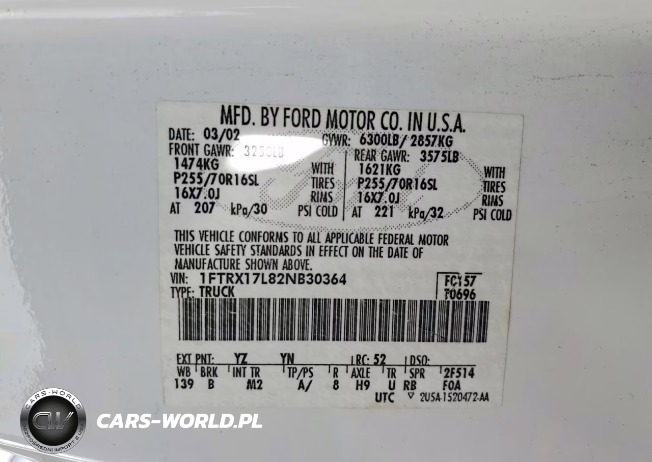 2002 Ford F150 VIN:1FTRX17L82NB30364 - 12