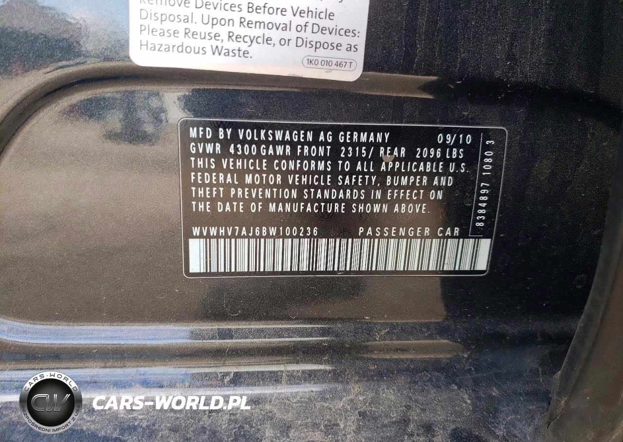 2011 Volkswagen Gti VIN:WVWHV7AJ6BW100236 - 12