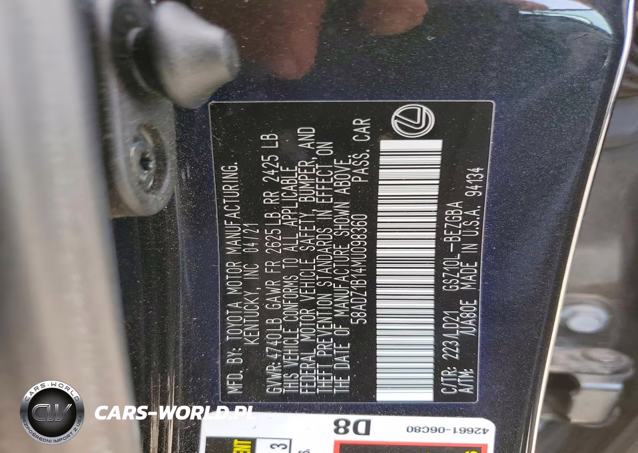 2021 Lexus Es 350 Base VIN:58ADZ1B14MU098360 - 12