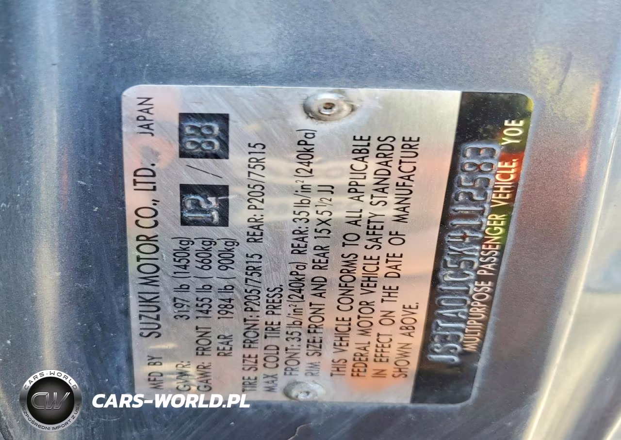 1989 Suzuki Sidekick VIN:JS3TA01C5K4112583 - 12