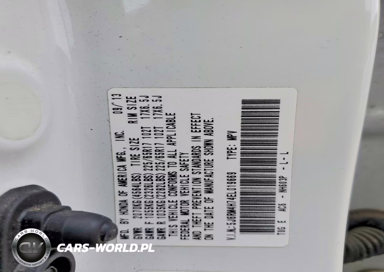 2014 Honda Cr-V Exl VIN:5J6RM4H74EL019669 - 12