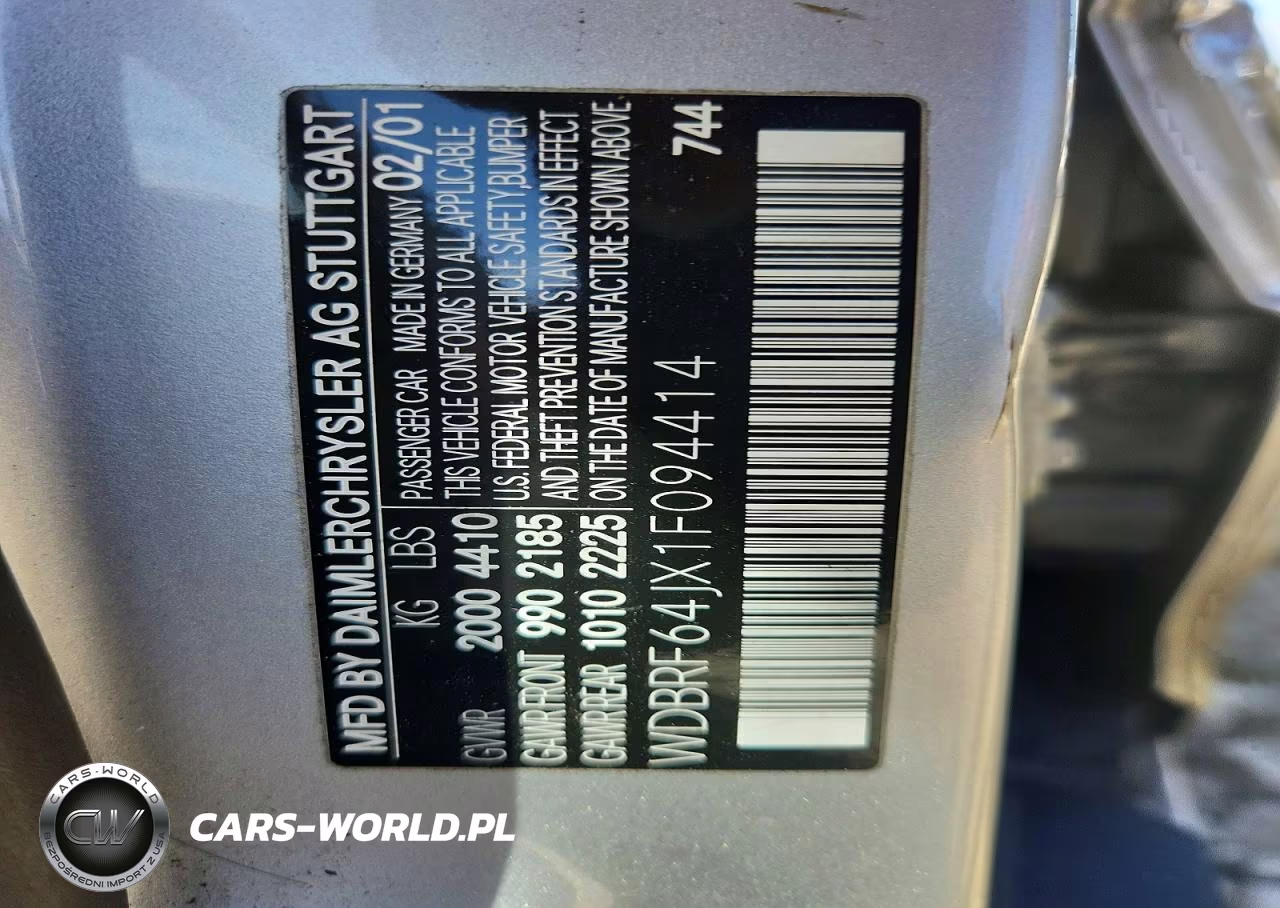 2001 Mercedes-Benz C 320 VIN:WDBRF64JX1F094414 - 12