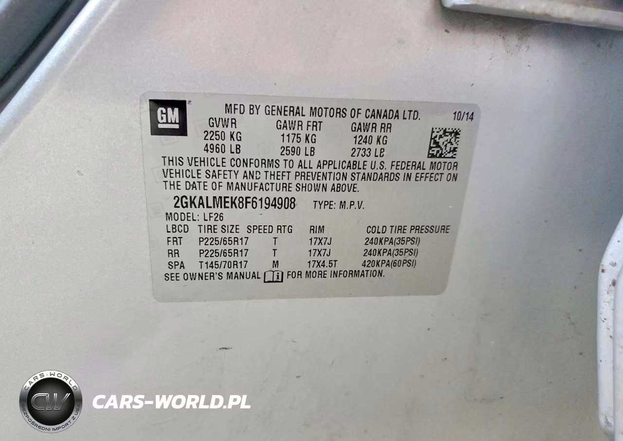 2015 GMC Terrain Sle VIN:2GKALMEK8F6194908 - 13