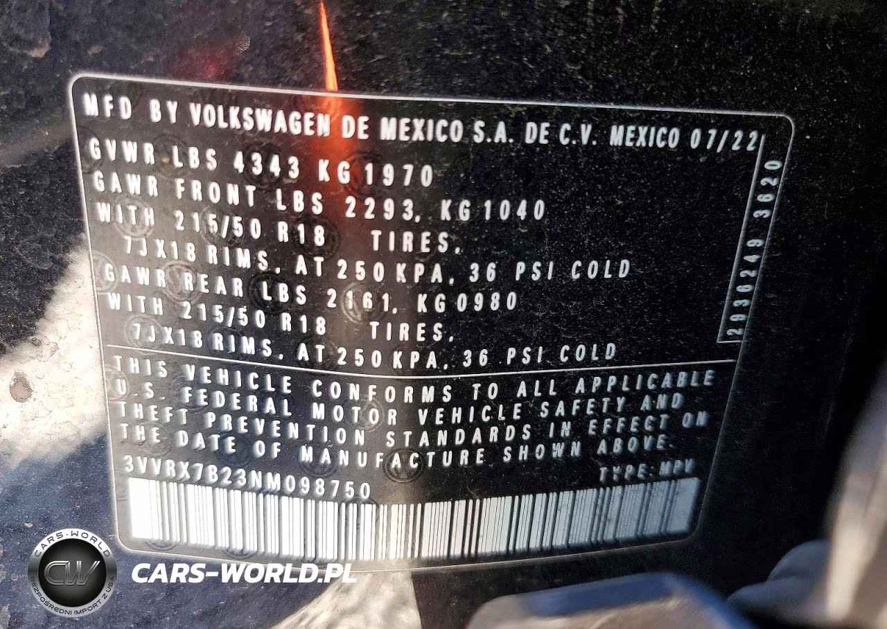2022 Volkswagen Taos Se VIN:3VVRX7B23NM098750 - 12