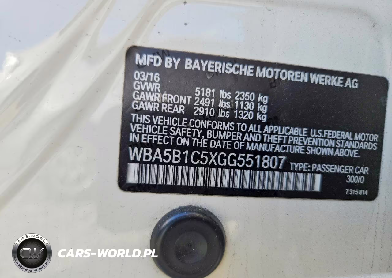 2016 BMW 535 I VIN:WBA5B1C5XGG551807 - 12