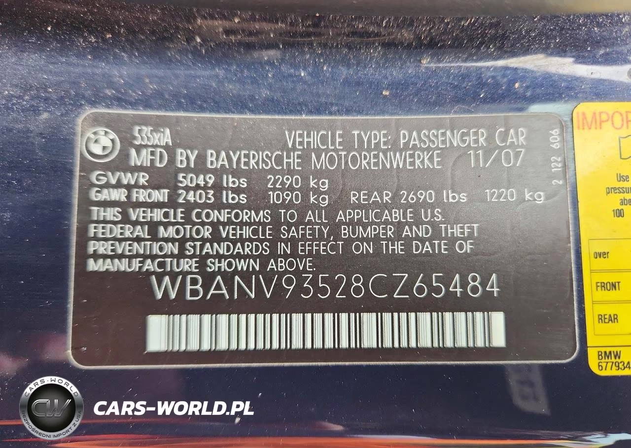 2008 BMW 535 Xi VIN:WBANV93528CZ65484 - 12