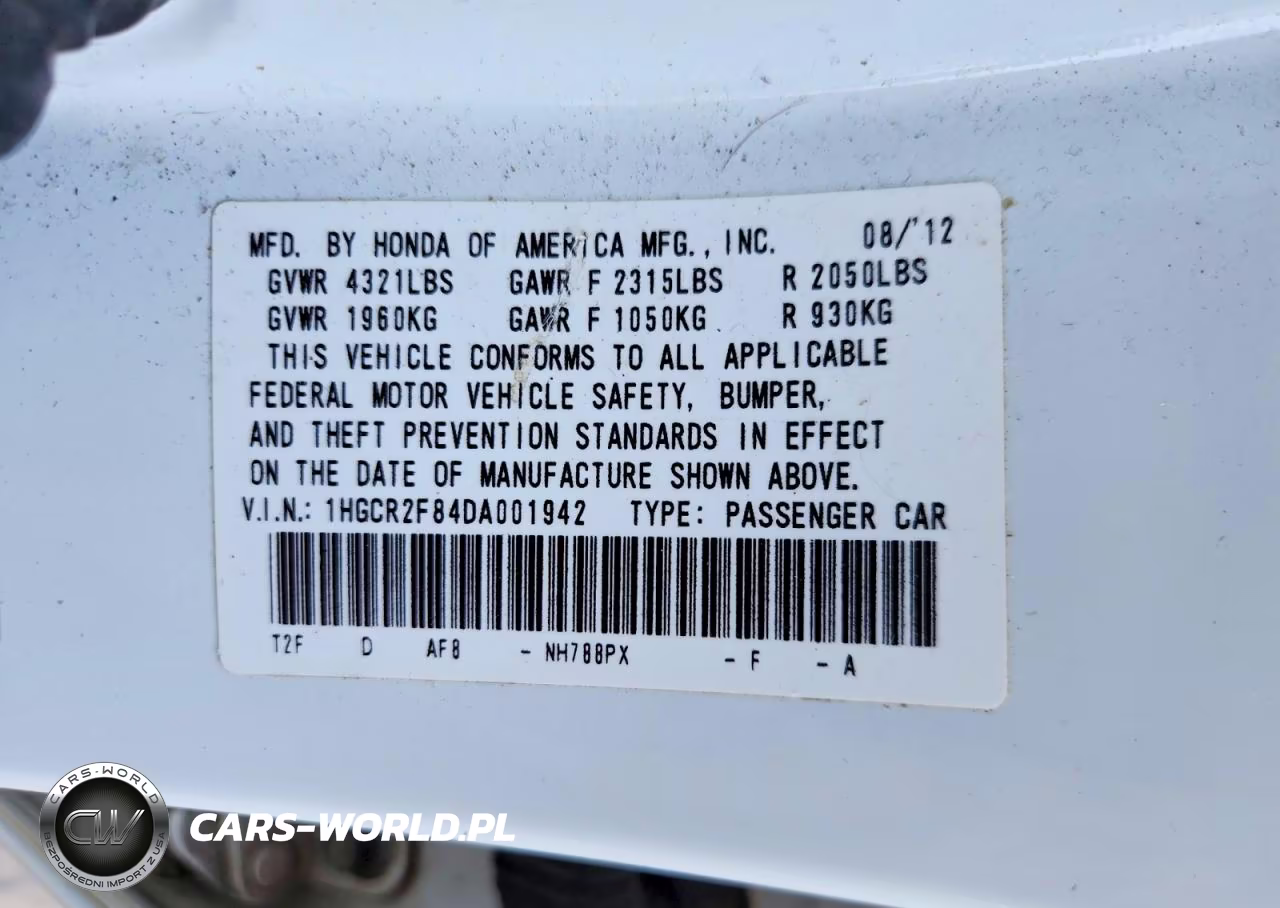 2013 Honda Accord Exl VIN:1HGCR2F84DA001942 - 13