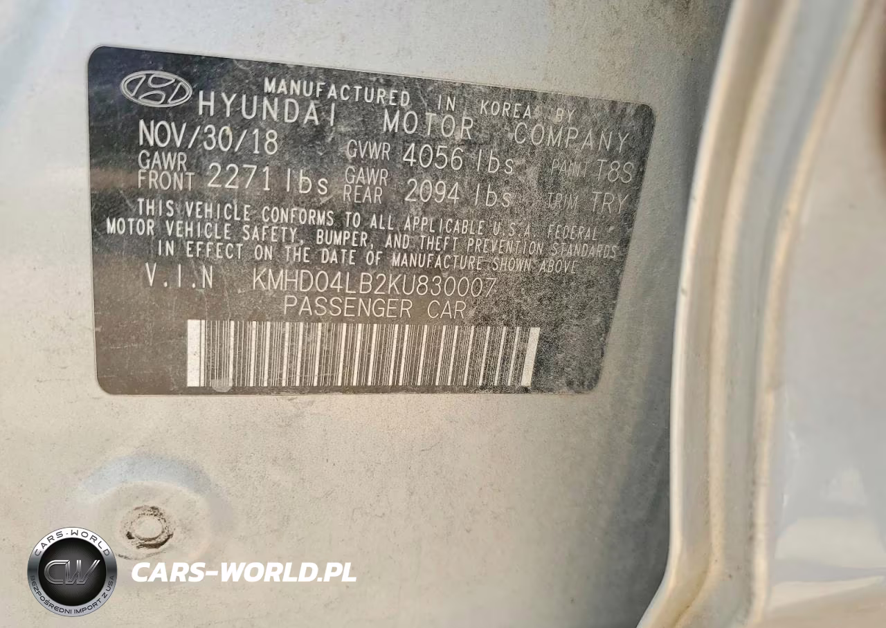 2019 Hyundai Elantra Sport VIN:KMHD04LB2KU830007 - 13