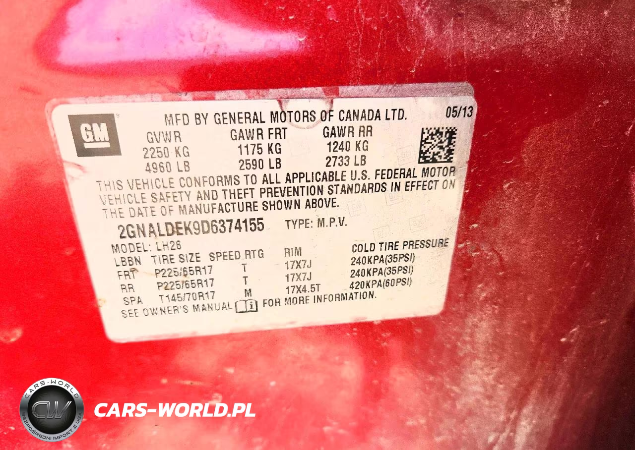 2013 Chevrolet Equinox Lt VIN:2GNALDEK9D6374155 - 12