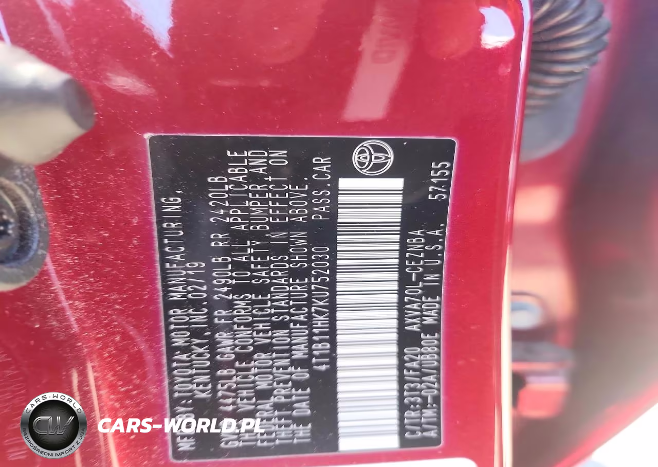 2019 Toyota Camry Le VIN:4T1B11HK7KU752030 - 12