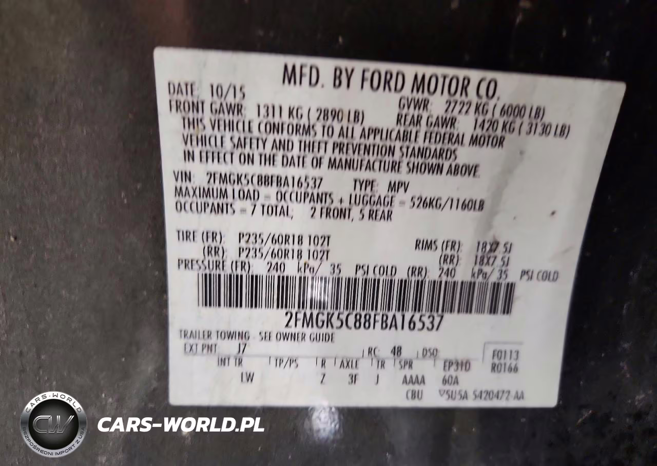 2015 Ford Flex Sel VIN:2FMGK5C88FBA16537 - 14