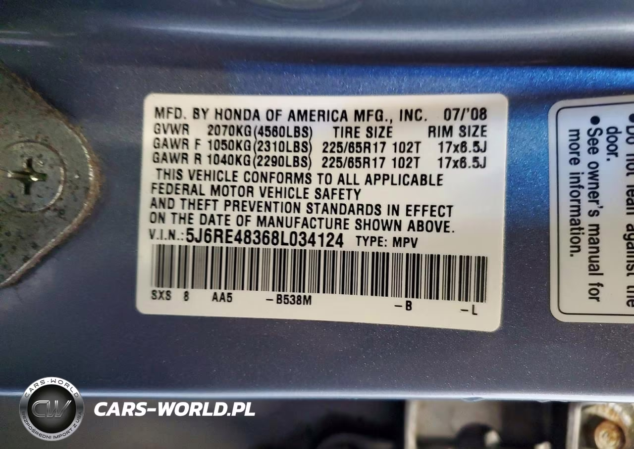 2008 Honda Cr-V Lx VIN:5J6RE48368L034124 - 13