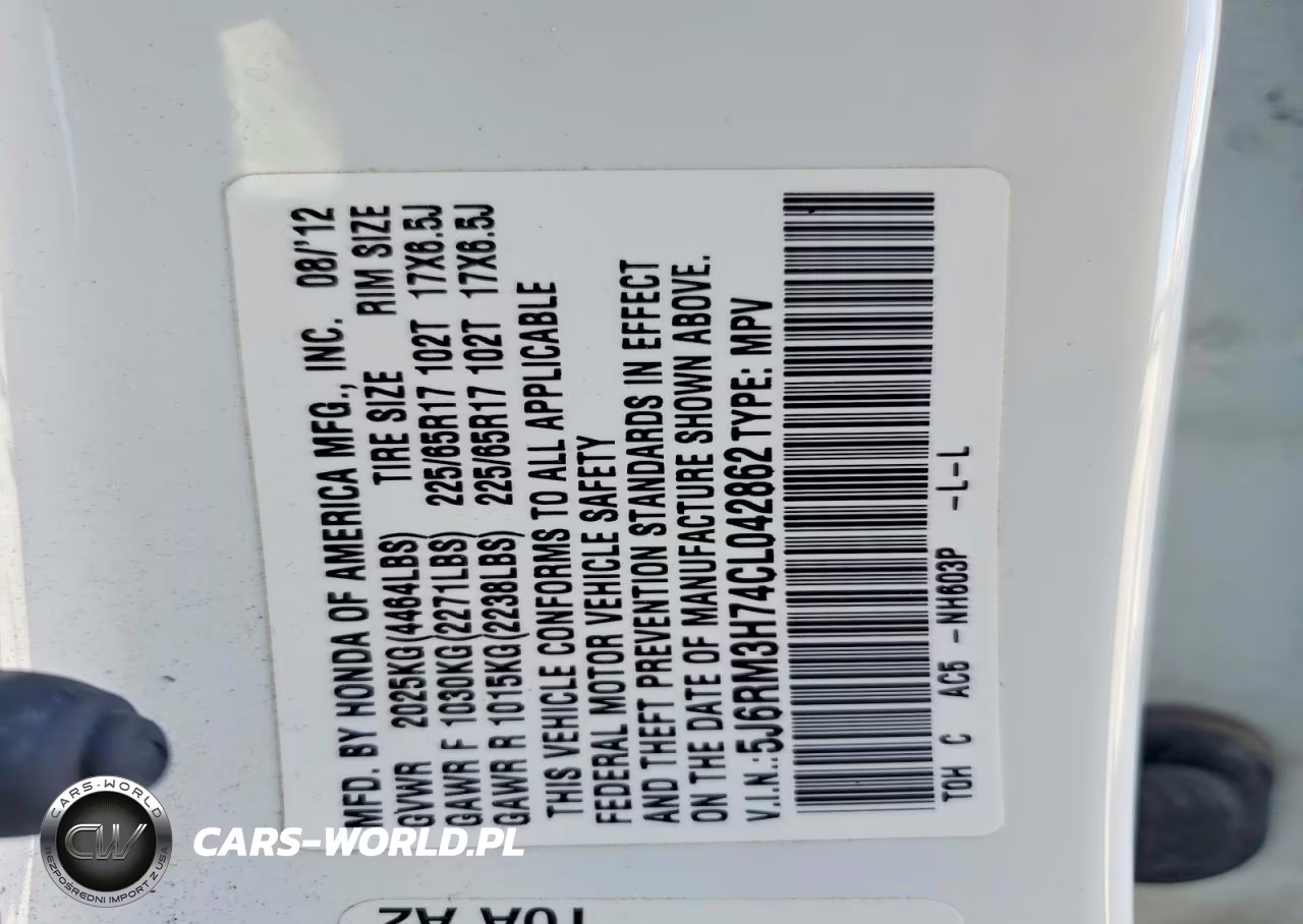 2012 Honda Cr-V Exl VIN:5J6RM3H74CL042862 - 14