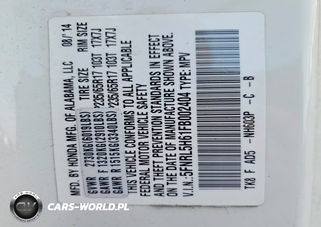 2015 Honda Odyssey Exl VIN:5FNRL5H61FB002404 - 13