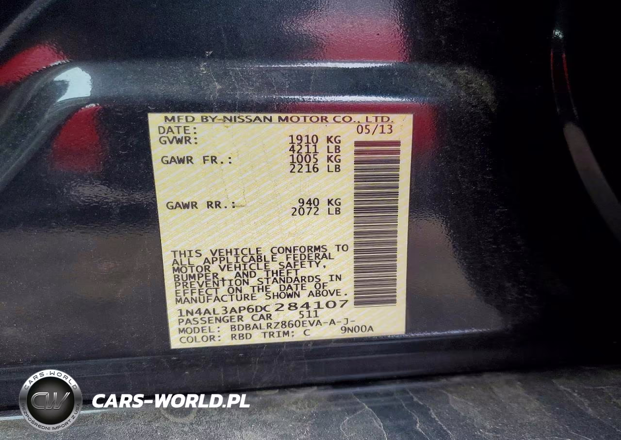 2013 Nissan Altima 2.5 VIN:1N4AL3AP6DC284107 - 12