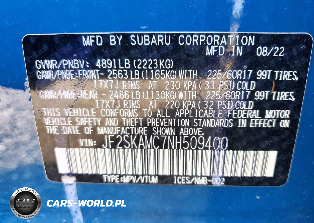2022 Subaru Forester Wilderness VIN:JF2SKAMC7NH509400 - 12