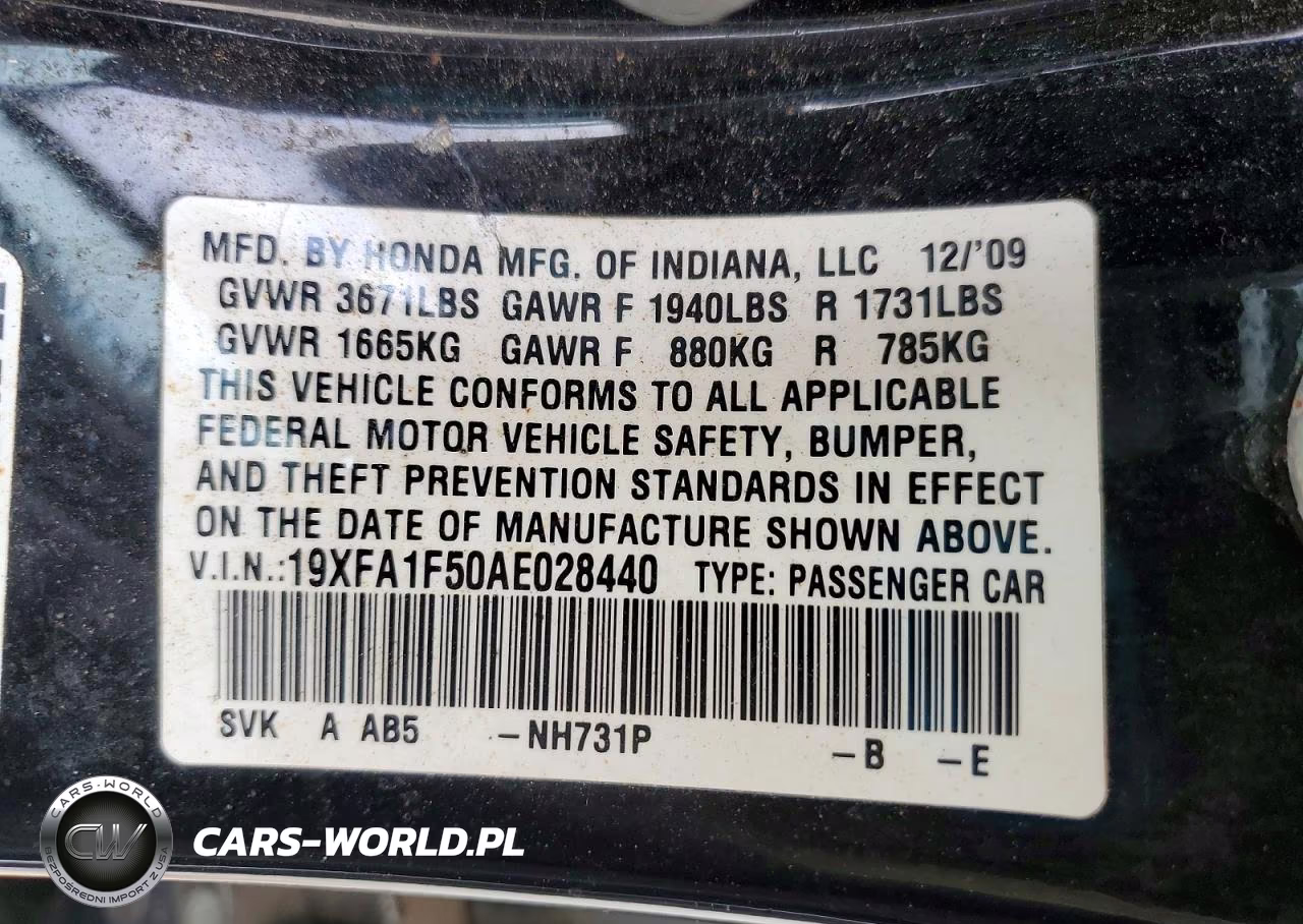 2010 Honda Civic Lx VIN:19XFA1F50AE028440 - 13