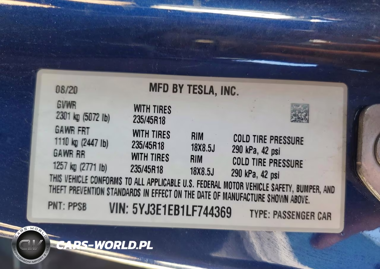 2020 Tesla Model 3 VIN:5YJ3E1EB1LF744369 - 12