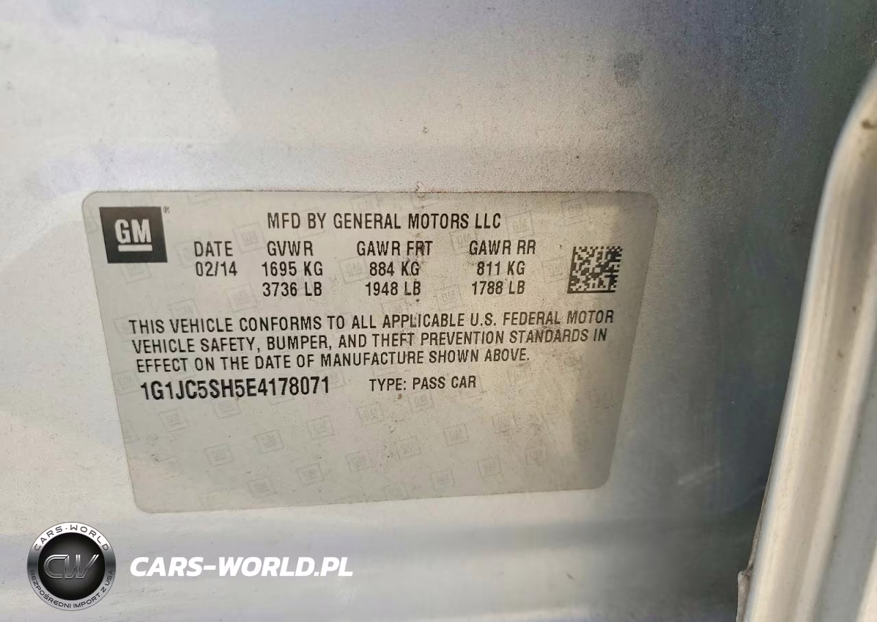 2014 Chevrolet Sonic Lt VIN:1G1JC5SH5E4178071 - 12