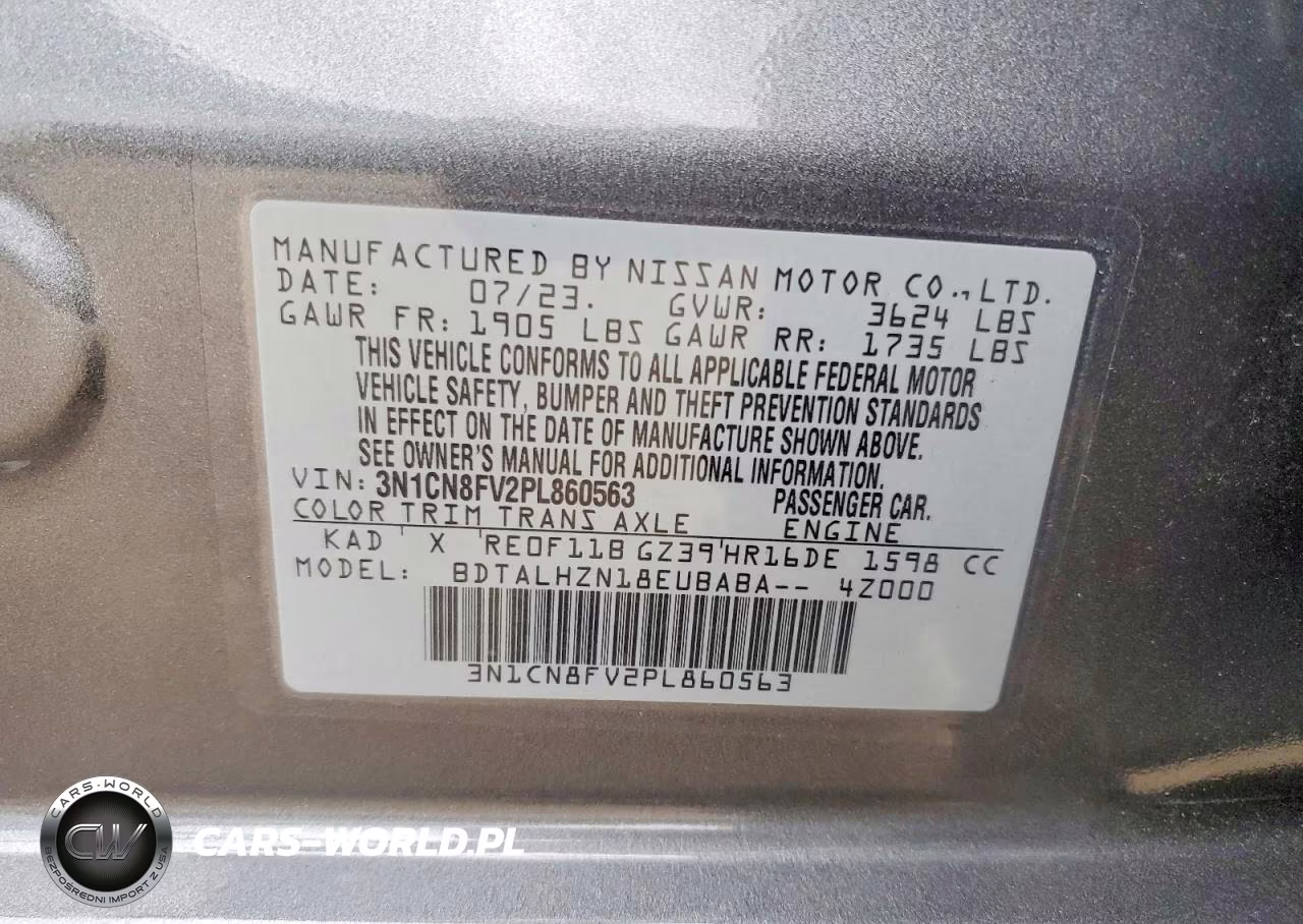 2023 Nissan Versa Sr VIN:3N1CN8FV2PL860563 - 13