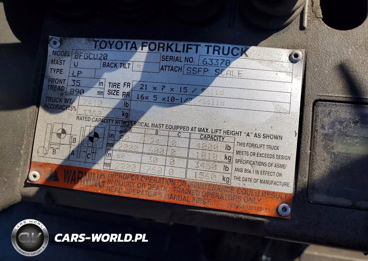 2014 Toya Forklift VIN:8FGCU2063378 - 10