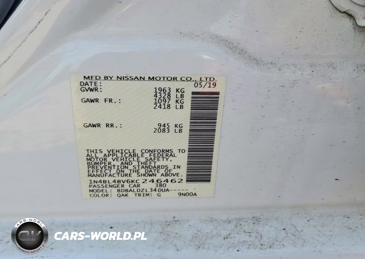 2019 Nissan Altima S VIN:1N4BL4BV6KC246462 - 13