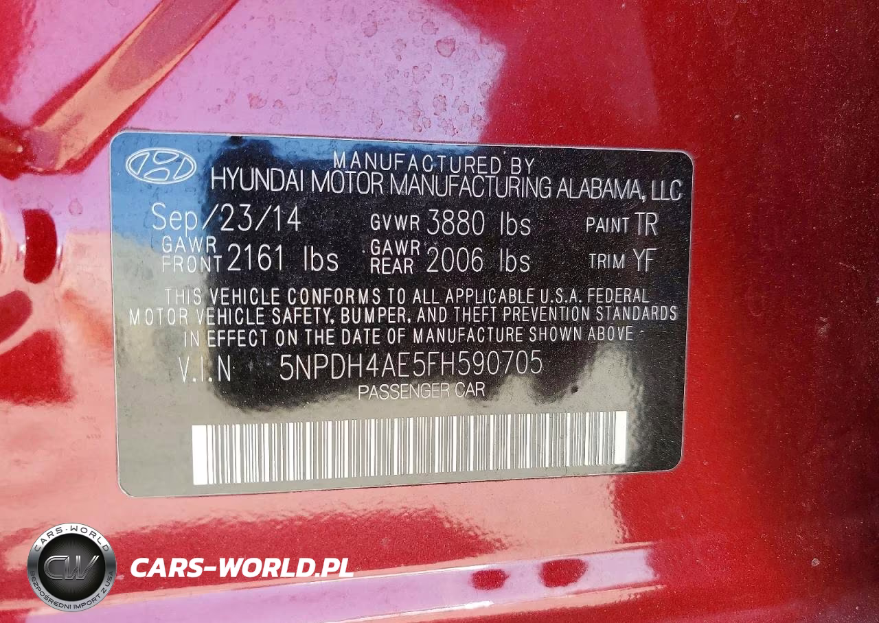 2015 Hyundai Elantra Limited VIN:5NPDH4AE5FH590705 - 13