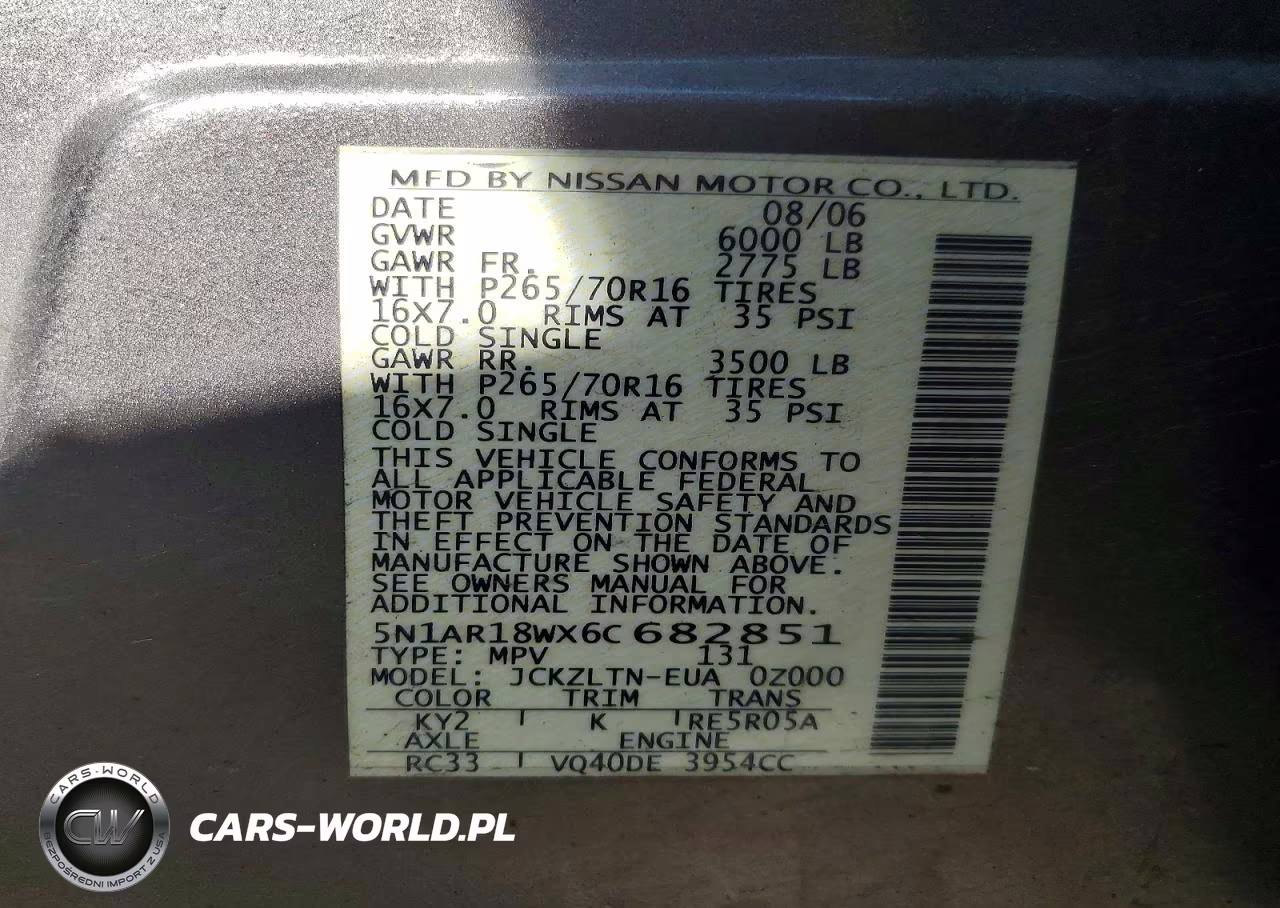 2006 Nissan Pathfinder S VIN:5N1AR18WX6C682851 - 13