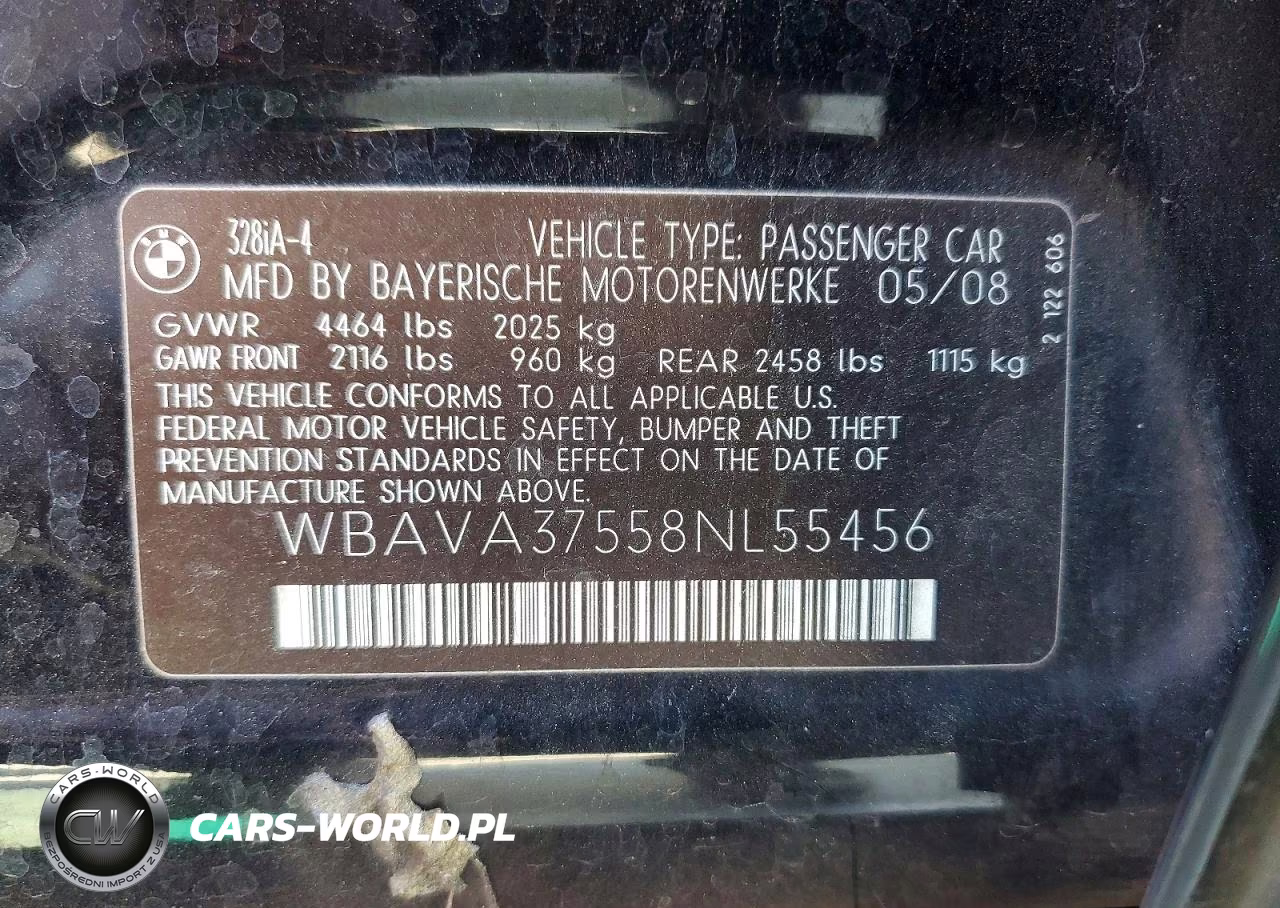 2008 BMW 328 I VIN:WBAVA37558NL55456 - 12