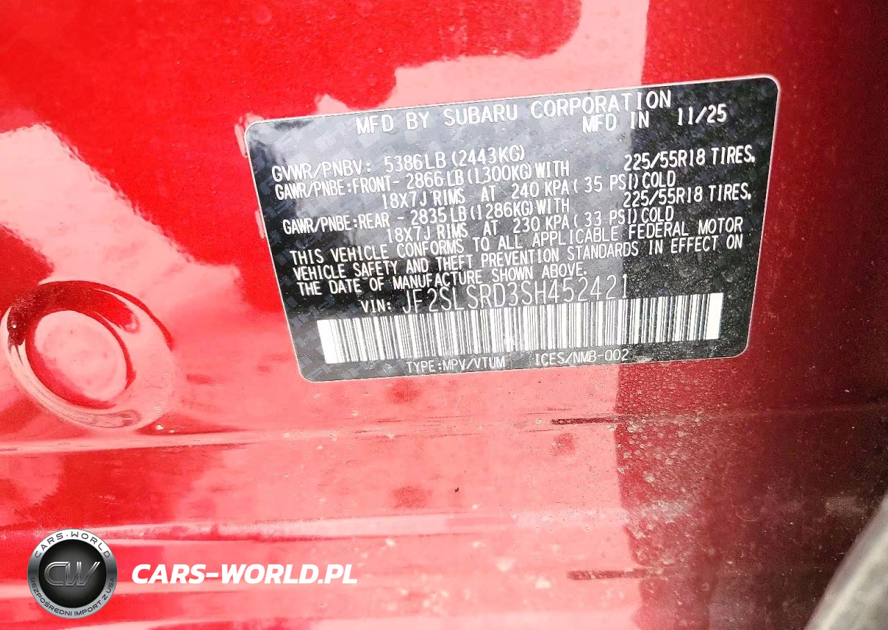 2025 Subaru Forester Limited VIN:JF2SLSRD3SH452421 - 13