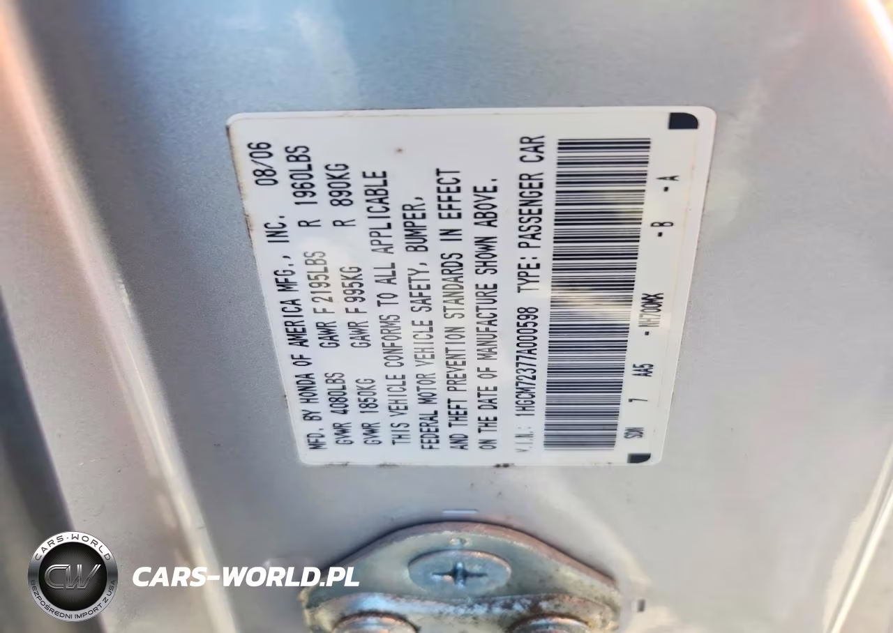 2007 Honda Accord Lx VIN:1HGCM72377A000598 - 12