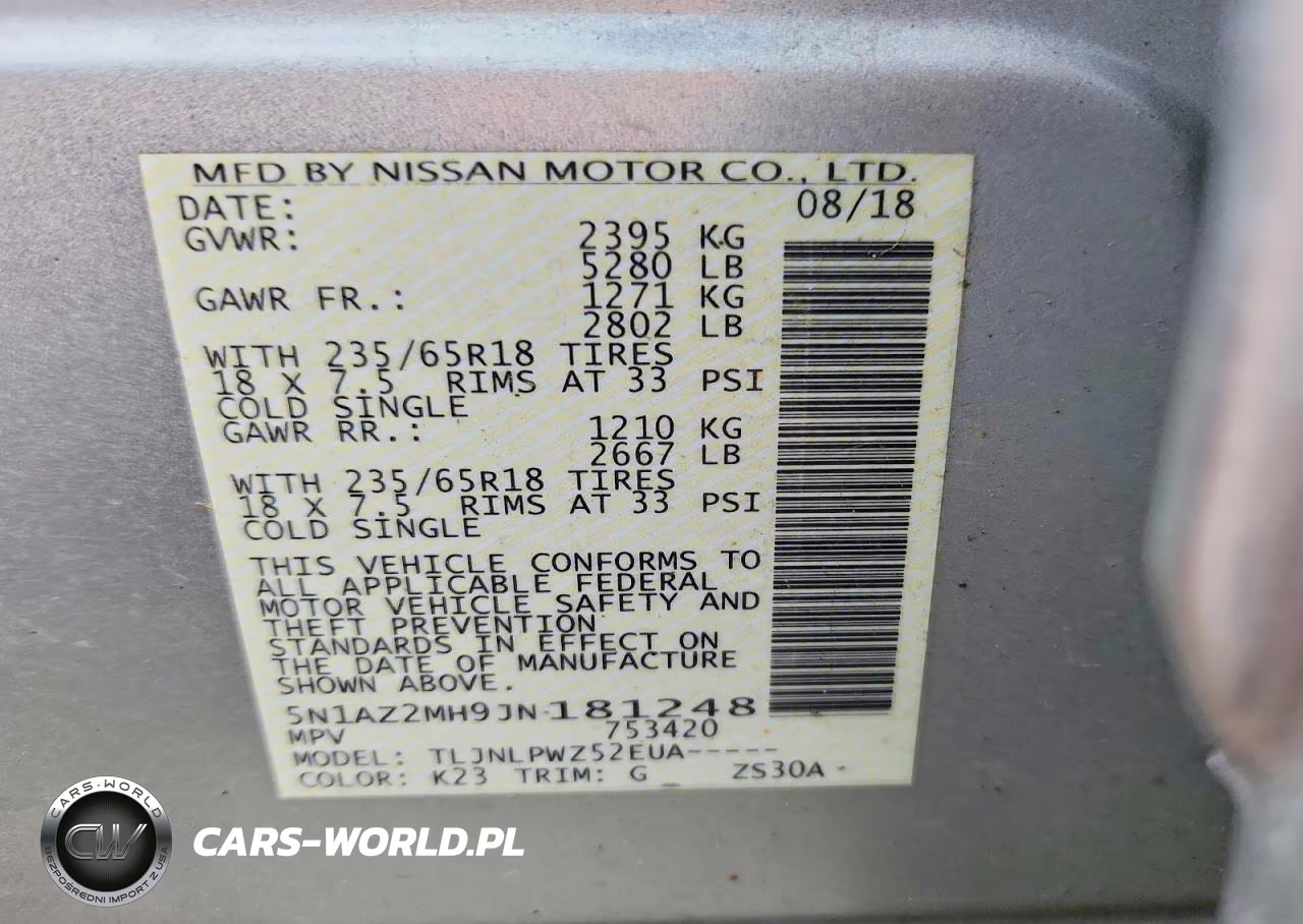2018 Nissan Murano S VIN:5N1AZ2MH9JN181248 - 14