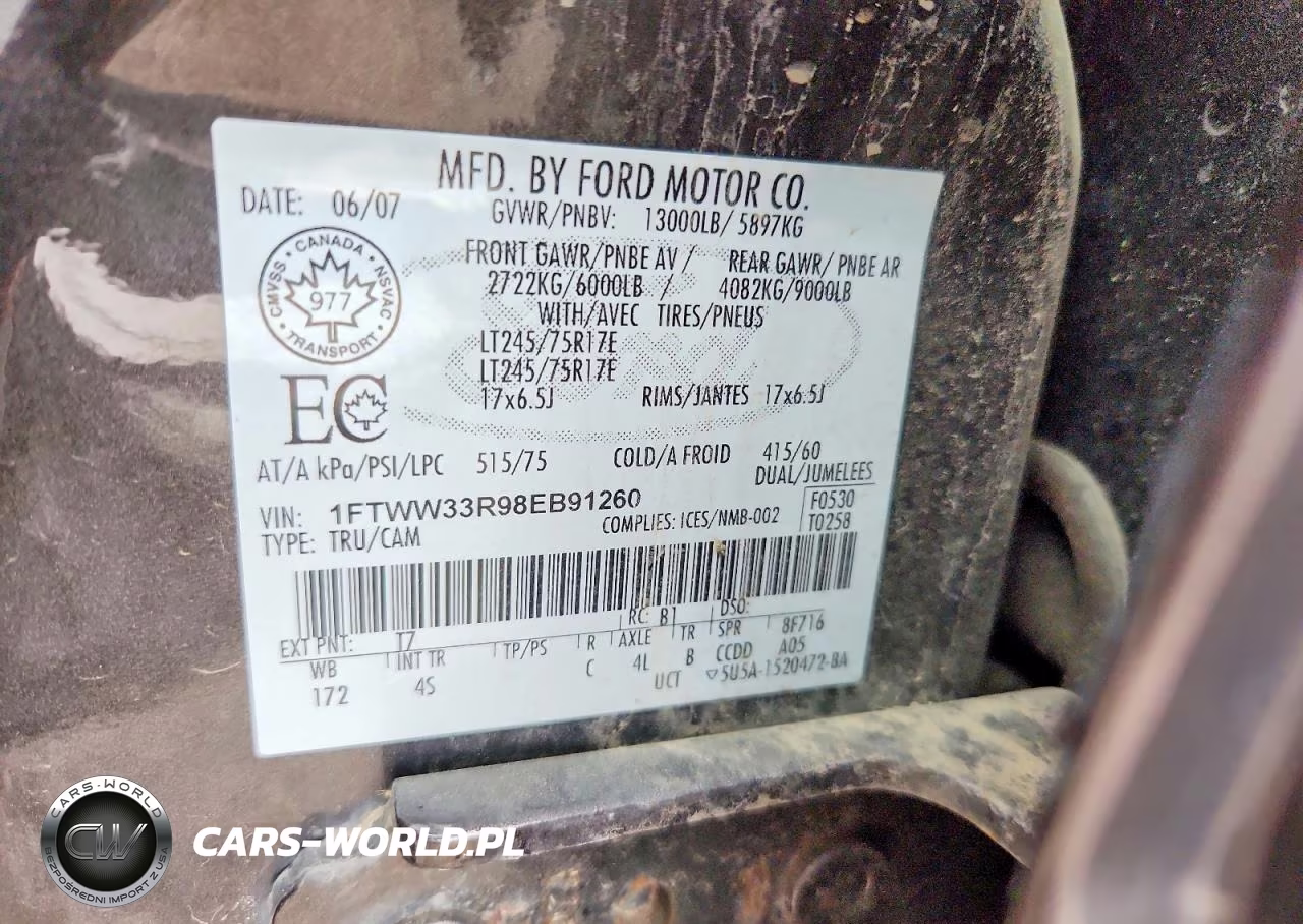 2008 Ford F350 Super Duty VIN:1FTWW33R98EB91260 - 12