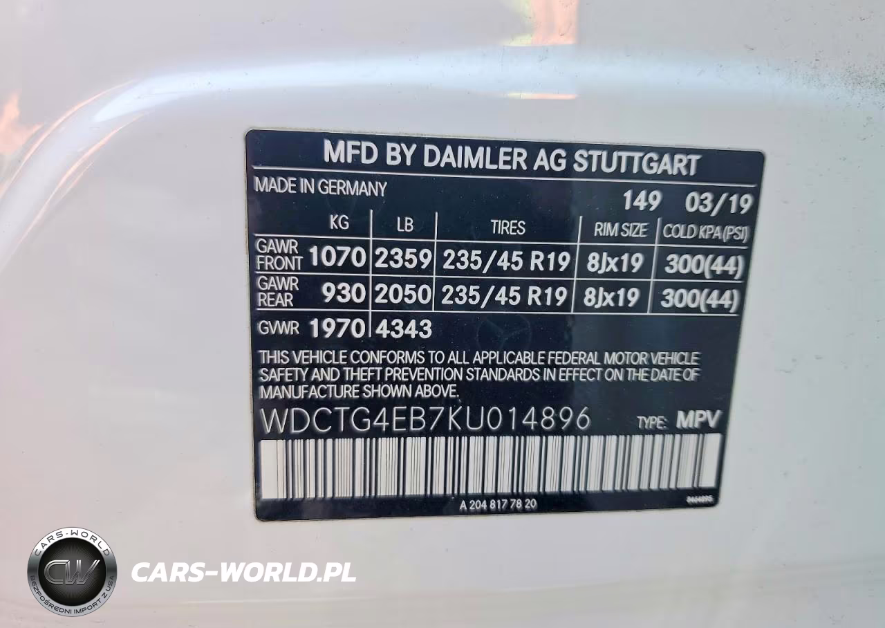 2019 Mercedes-Benz Gla 250 VIN:WDCTG4EB7KU014896 - 12