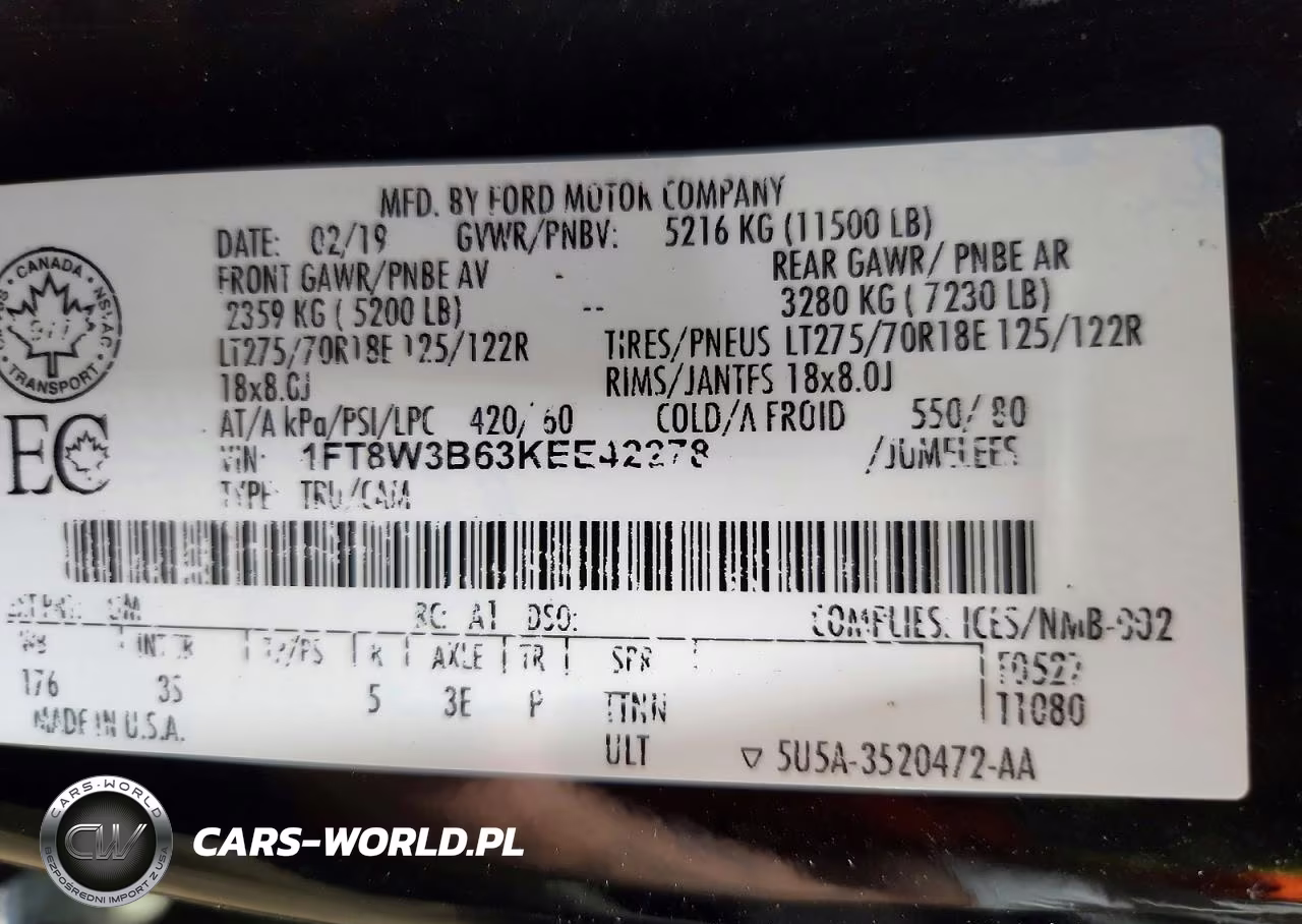 2019 Ford F350 Super Duty VIN:1FT8W3B63KEE42278 - 12