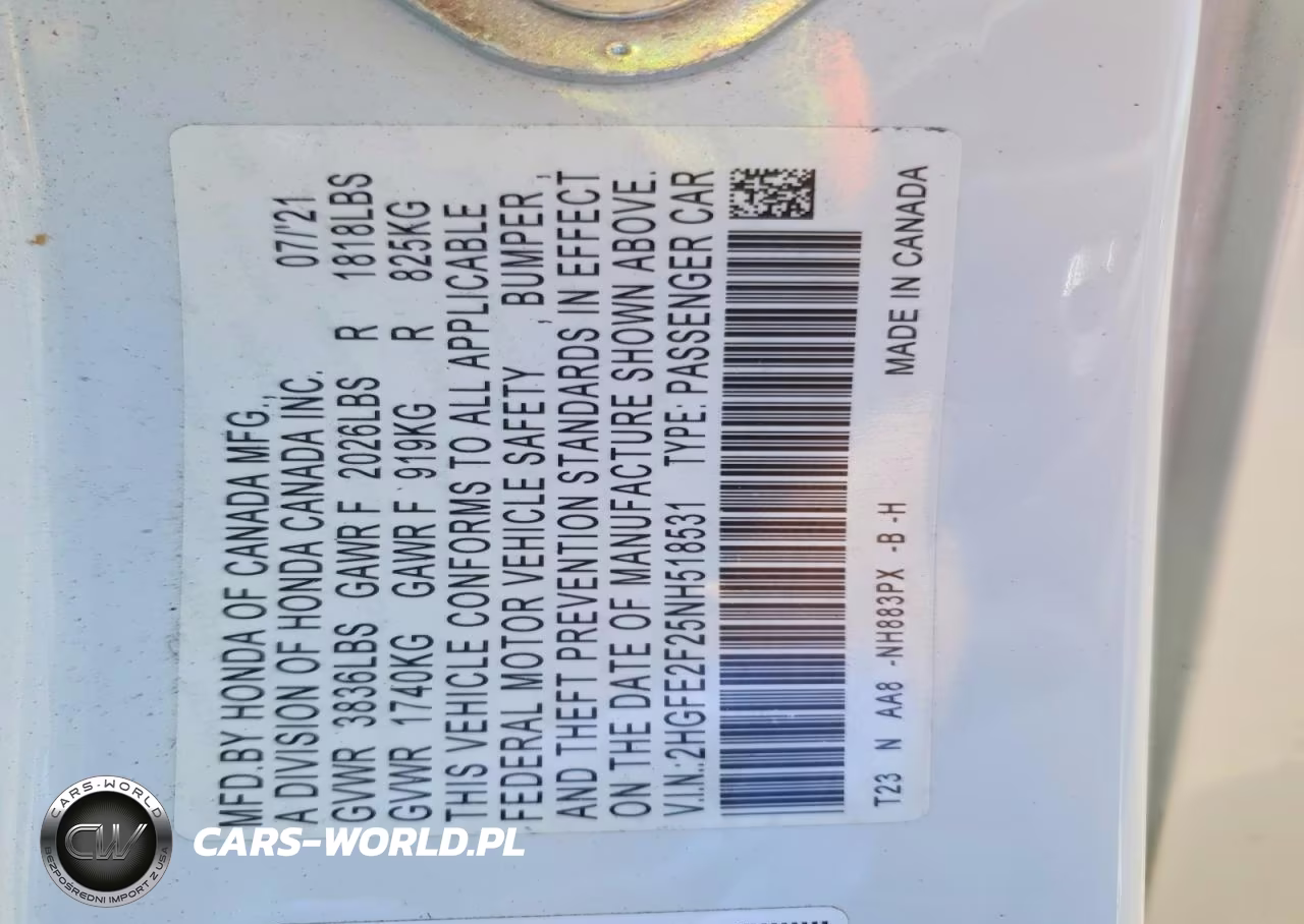 2022 Honda Civic Lx VIN:2HGFE2F25NH518531 - 12