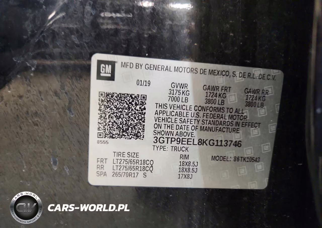 2019 GMC Sierra K1500 At4 VIN:3GTP9EEL8KG113746 - 12