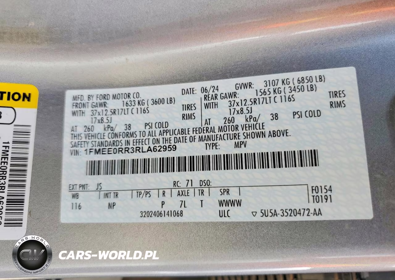 2024 Ford Bronco Raptor VIN:1FMEE0RR3RLA62959 - 13