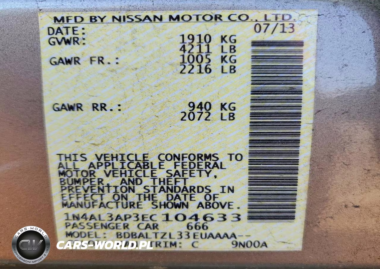 2014 Nissan Altima 2.5 Sv VIN:1N4AL3AP3EC104633 - 13