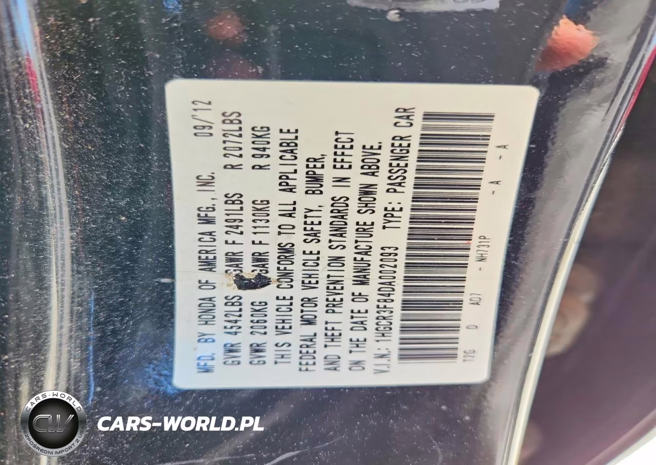 2013 Honda Accord Exl VIN:1HGCR3F84DA002093 - 12