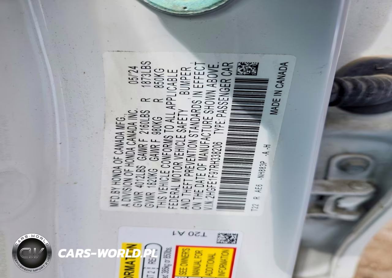 2024 Honda Civic Touring VIN:2HGFE1F97RH338206 - 12