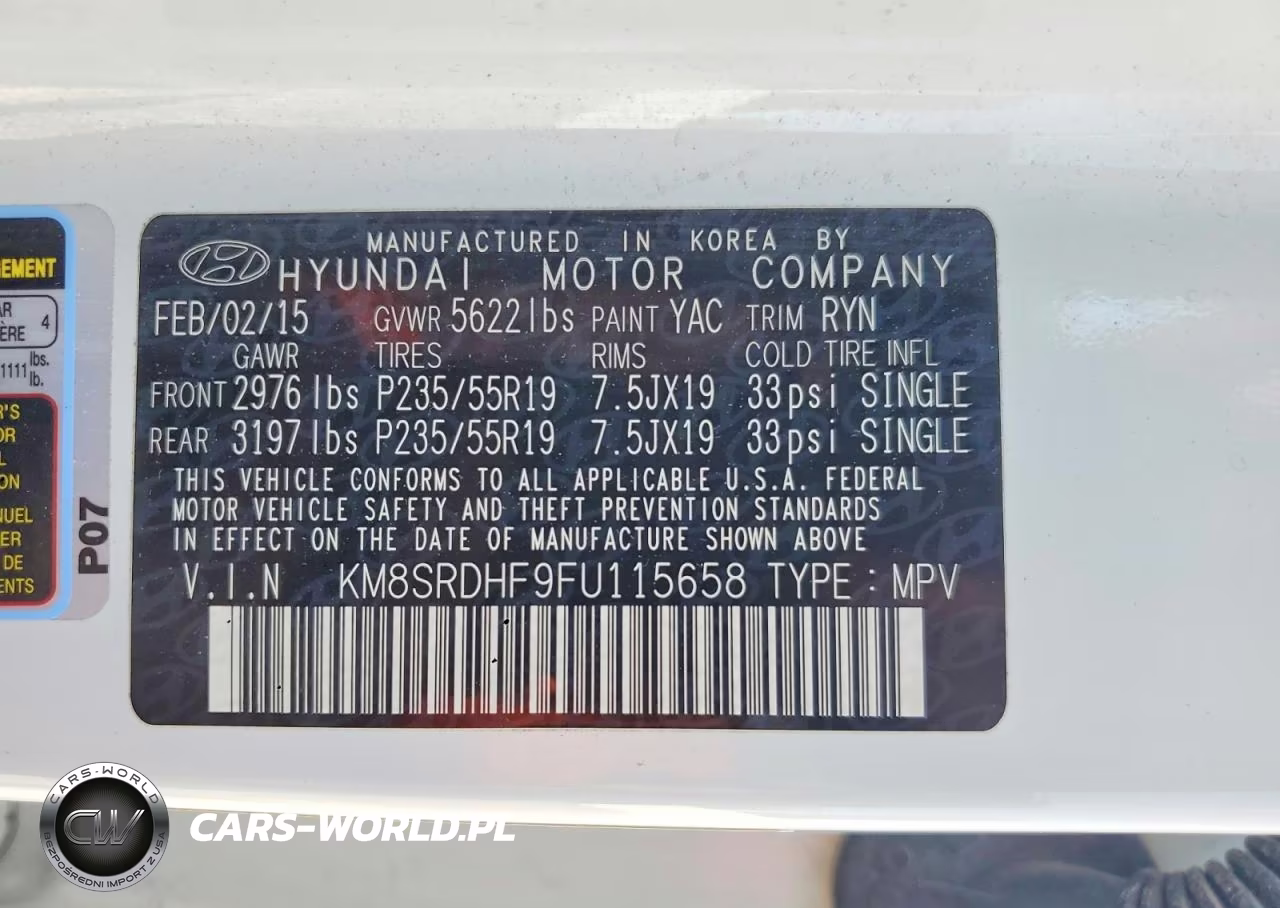 2015 Hyundai Santa Fe Limited VIN:KM8SRDHF9FU115658 - 13