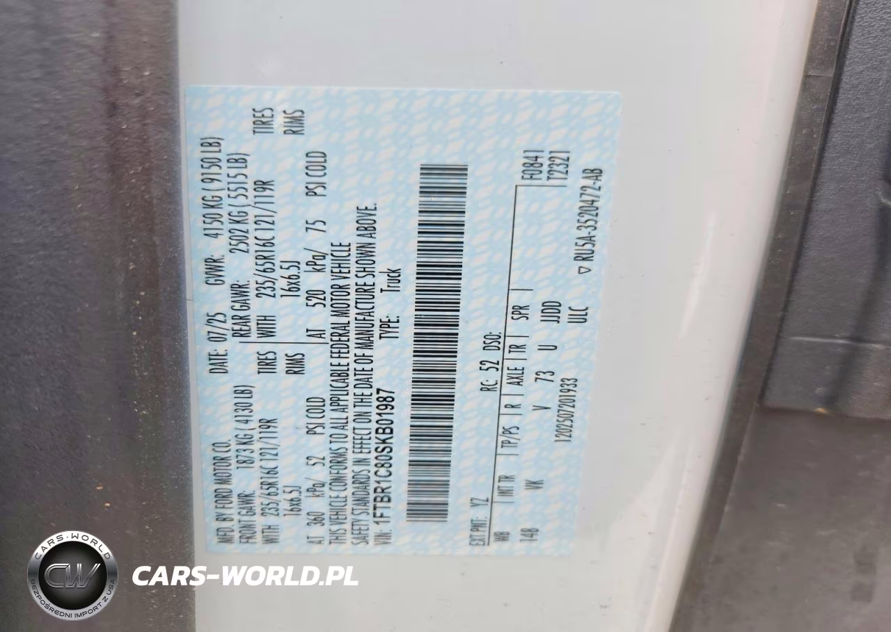 2025 Ford Transit T-250 VIN:1FTBR1C80SKB01987 - 14