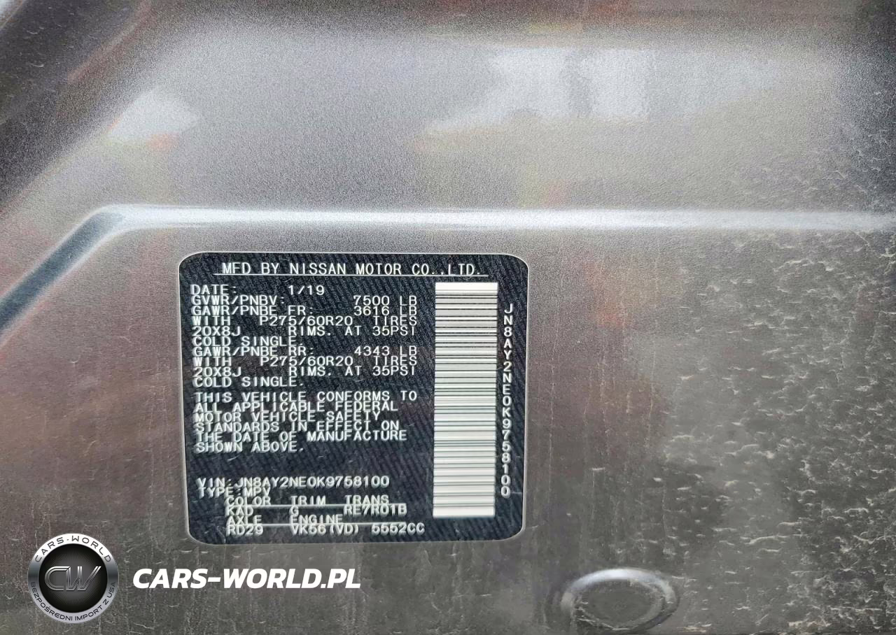 2019 Nissan Armada Platinum VIN:JN8AY2NE0K9758100 - 13