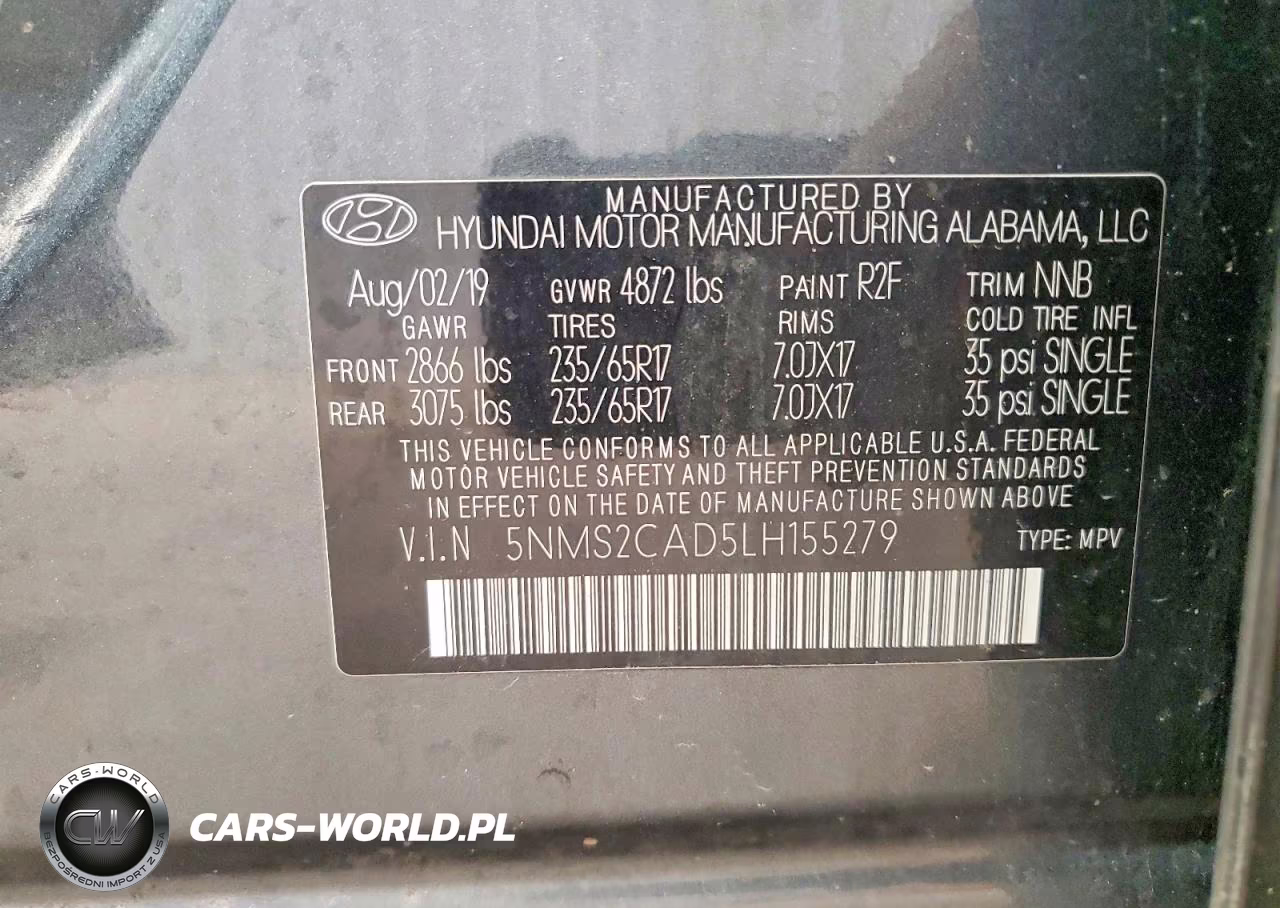 2020 Hyundai Santa Fe Se VIN:5NMS2CAD5LH155279 - 14