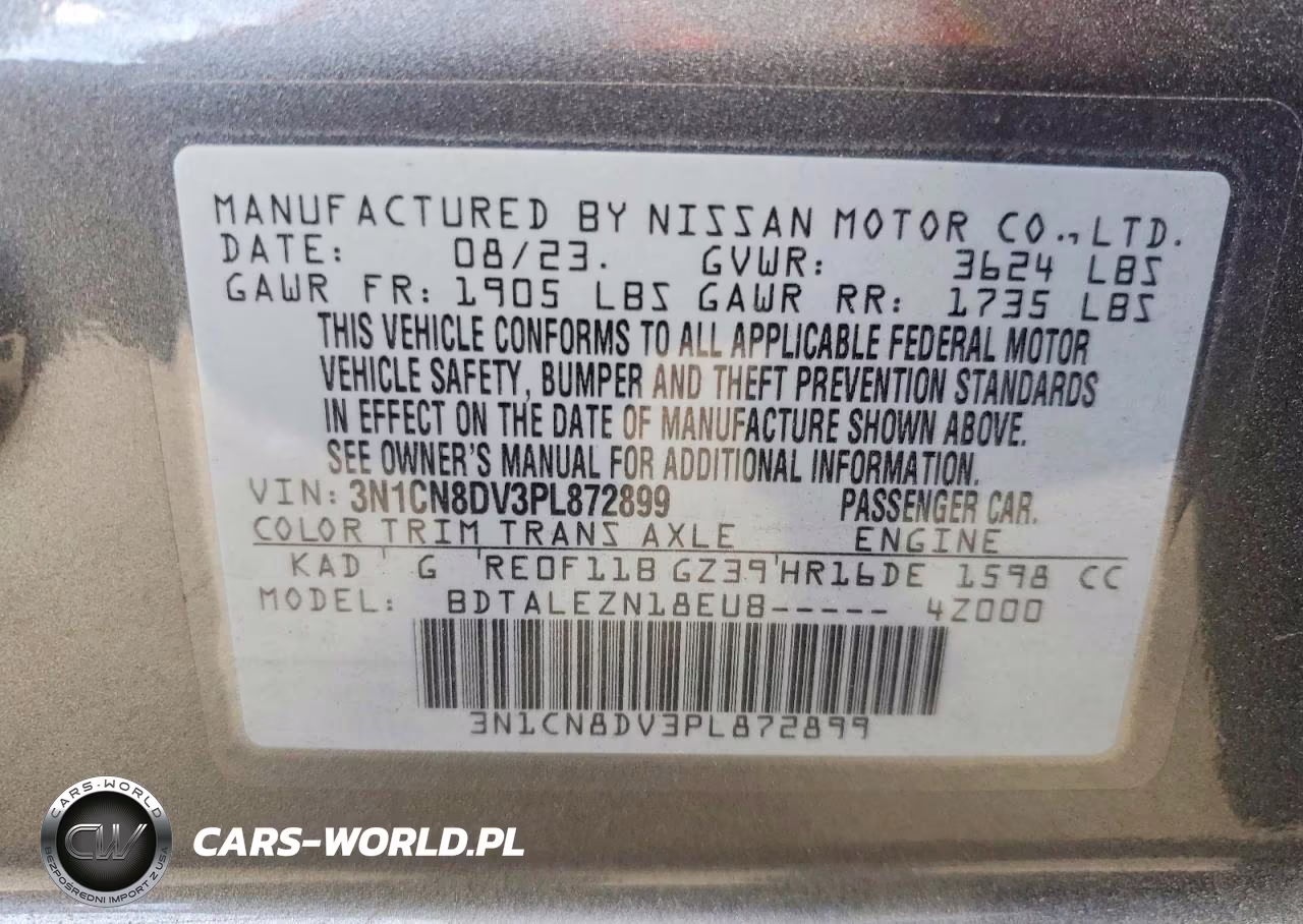 2023 Nissan Versa S VIN:3N1CN8DV3PL872899 - 12