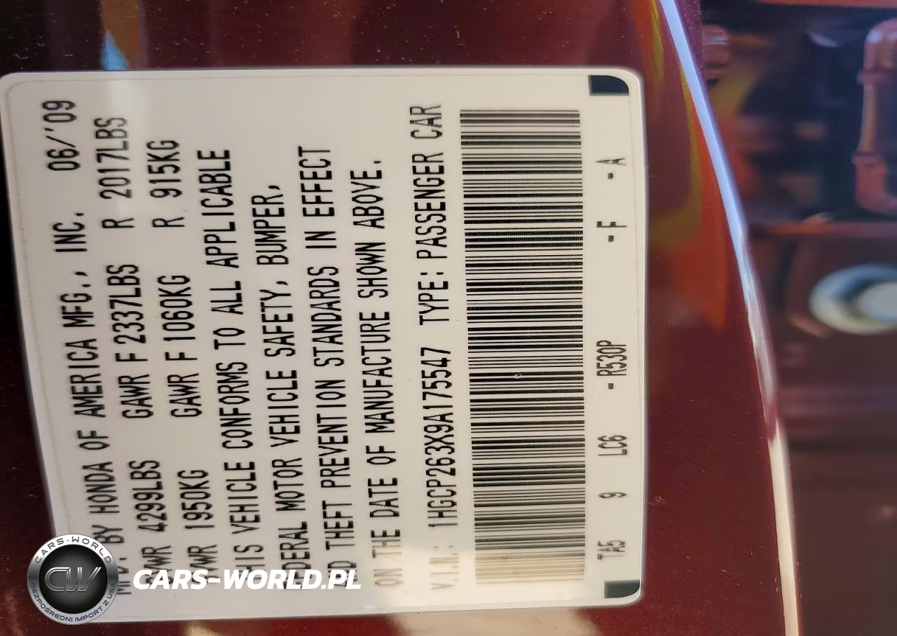 2009 Honda Accord Lx VIN:1HGCP263X9A175547 - 12